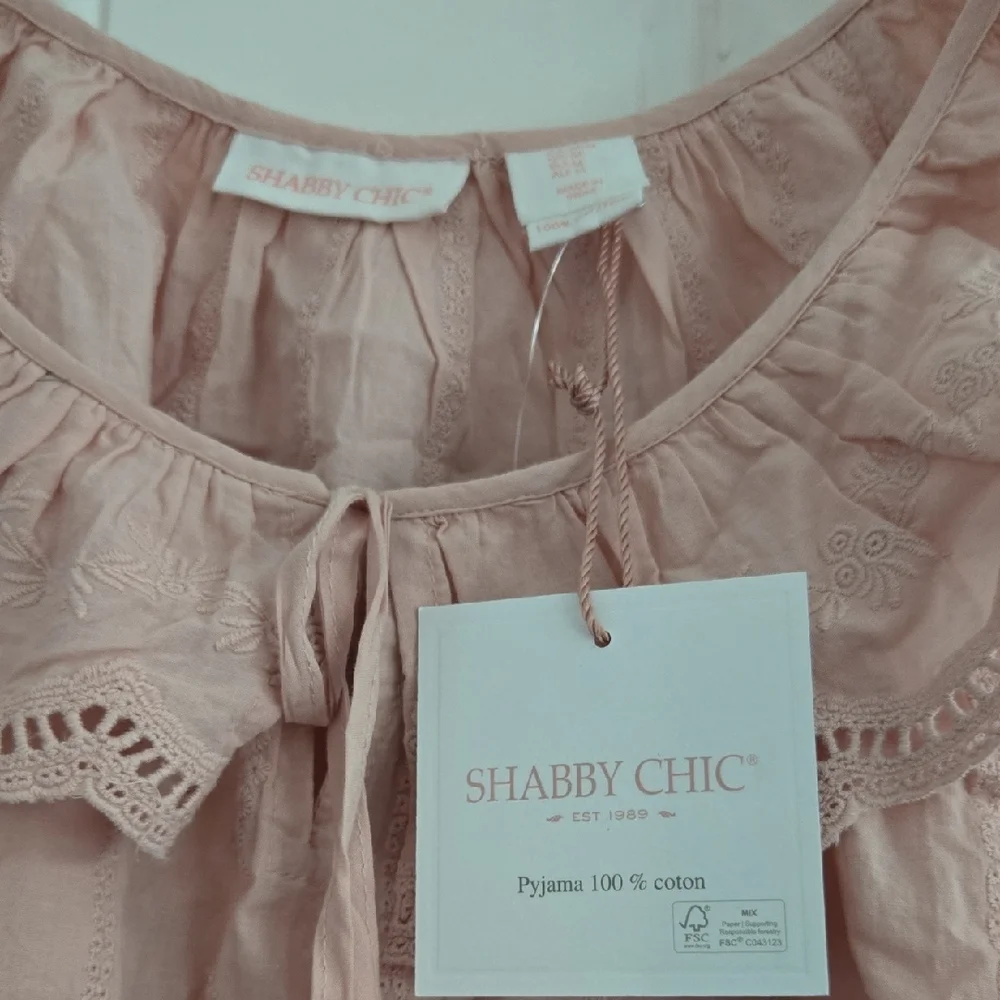 Sold) Shabby Chic Blush Ruffle Top And Bottom Set M - Picture 2 of 7
